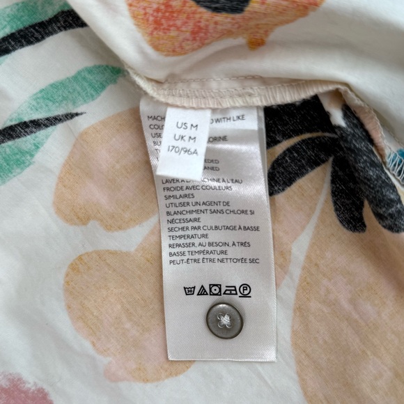 Anthropologie Floral Button-Up Shirt 3/4 Sleeve Size M - Picture 7 of 8